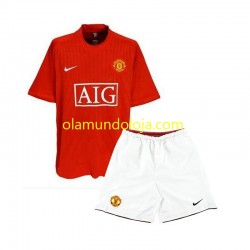 Camisola Manchester United 2007 Retro Criança Equipamento Primeiro Manga Curta